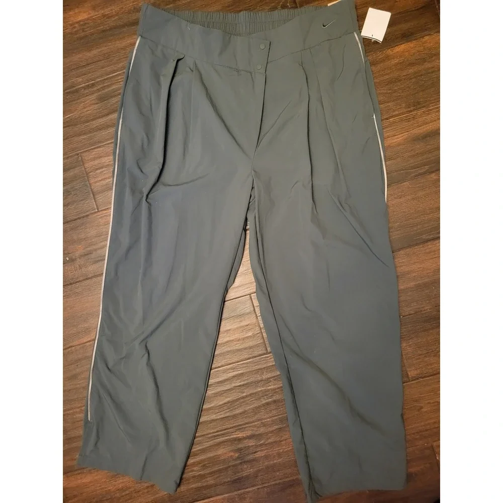 Nike Womens XXL‎ Mid Rise Pleated Trousers Dark Green ReflectiveDV054 NWT 804